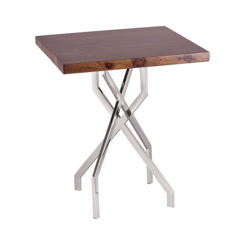 Dimond Home Stick Leggy Wood & Metal Side Table (Walnut & Silver)