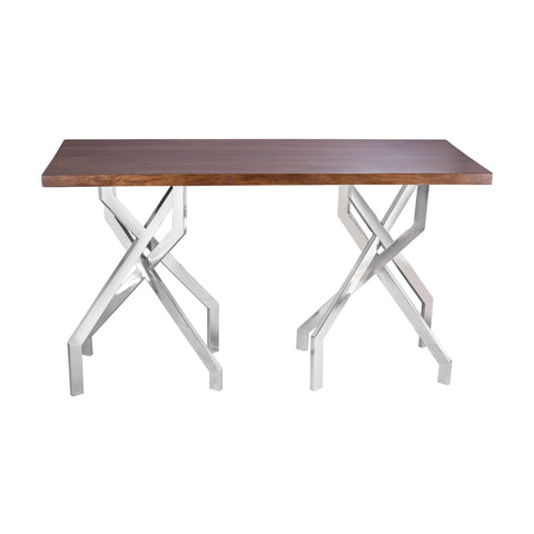 Dimond Home Stick Leggy Wood & Metal Console Table (Walnut & Silver)