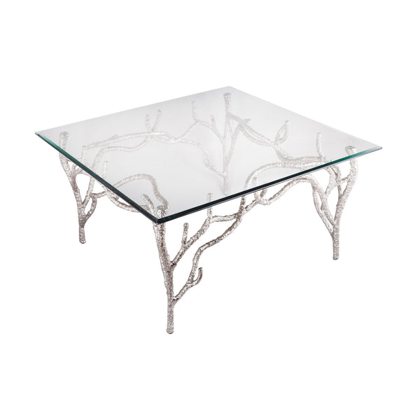 Dimond Home Metropolitan Wood & Metal Coffee Table (Silver & Clear Top)