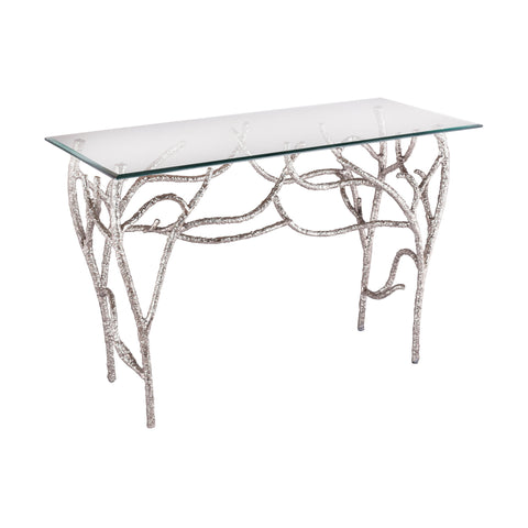 Dimond Home Metropolitan Metal & Glass Console Table (Silver & Clear Top)