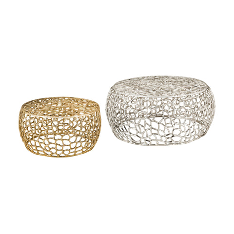 Dimond Home Free Form Metal Nesting Tables – Set of 2 (Silver & Gold)