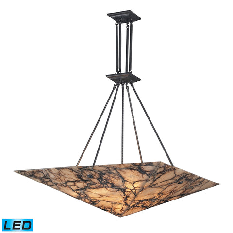 9 Light Antique Brass Veined Stone LED'S Offering Up To 7 200 Lumens Pendant