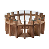Dimond Home Wood & Glass Sundial Coffee Table (Natural Woodtone & Clear Top)