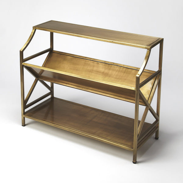 Bookcase - Butler Keats Antique Gold Metal Bookcase