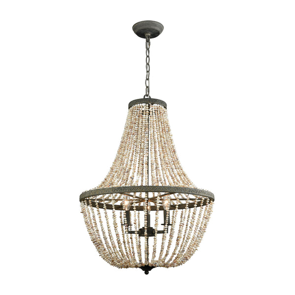 Cote Des Basques Pearl Natural Shell Pebble Grey Light Ceiling Chandelier