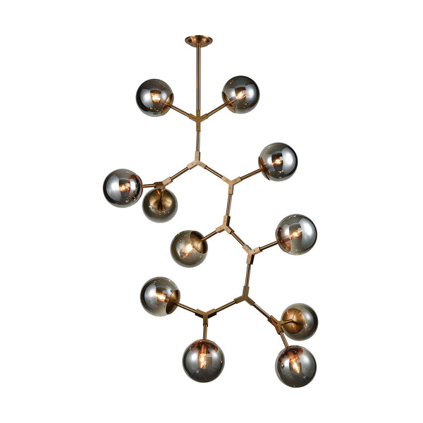 Large Synapse New Aged Brass Smoke Grey Light Vintage Fixture Ceiling Chandelier