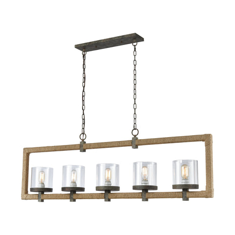 Heartland Natural Rope Grey Brown Rust Clear Ceiling Shade Hanging Island Light