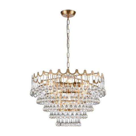 Juice Pendant Clear Crystal Aged Brass Light Vintage Fixture Ceiling Chandelier