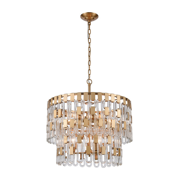Blockchain Pendant Satin Brass Light Vintage Fixture Ceiling Chandelier