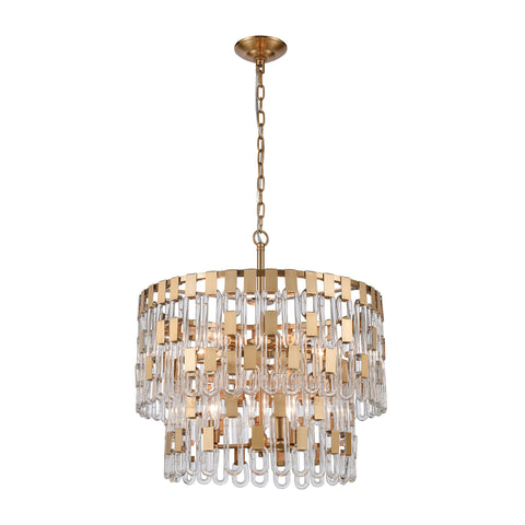 Blockchain Pendant Satin Brass Light Vintage Fixture Ceiling Chandelier