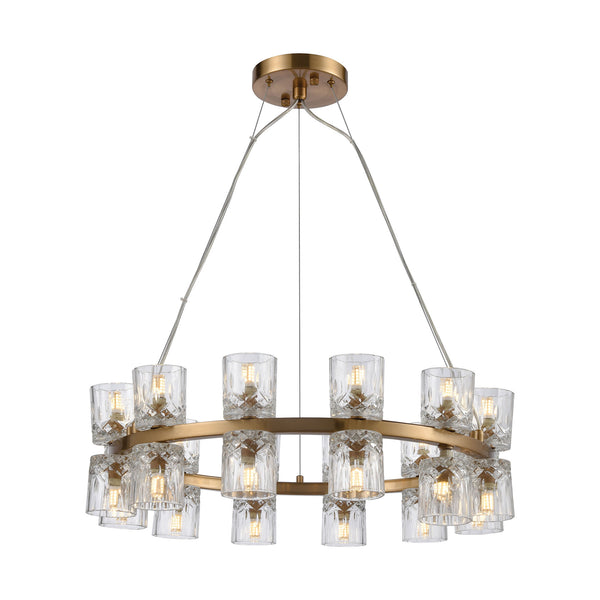 Double Vision 24-Light In Clear Satin Brass Light Fixture Ceiling Pendant