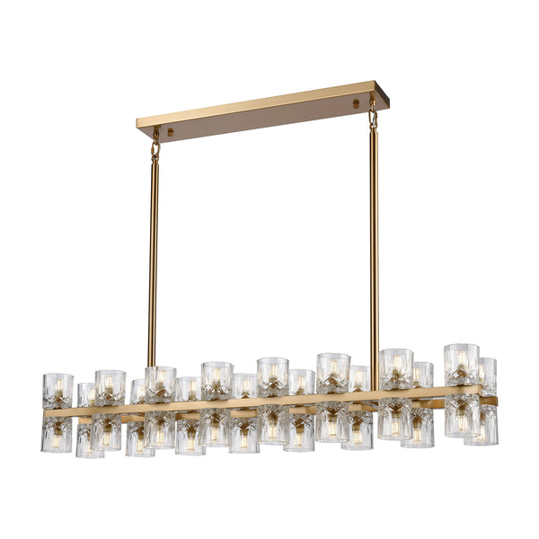 Double Vision 32-Light In Clear Satin Brass Ceiling Shade Hanging Island Light