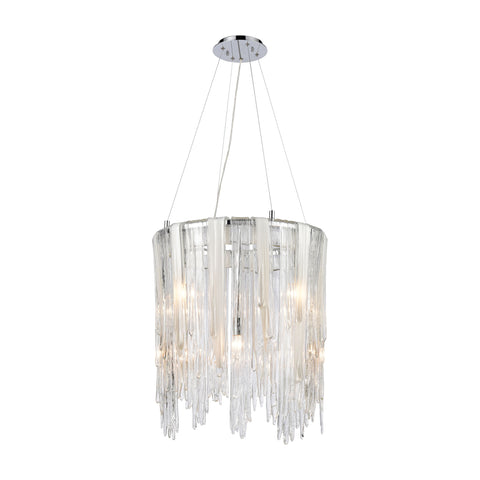 Watershed Pendant Polished Nickel Clear White Light Fixture Ceiling Chandelier