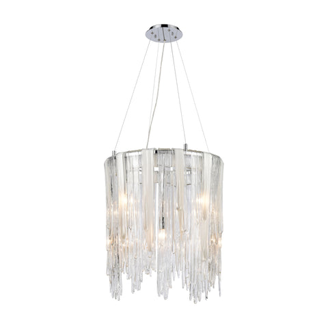 Watershed Pendant Polished Nickel Clear White Light Fixture Ceiling Chandelier