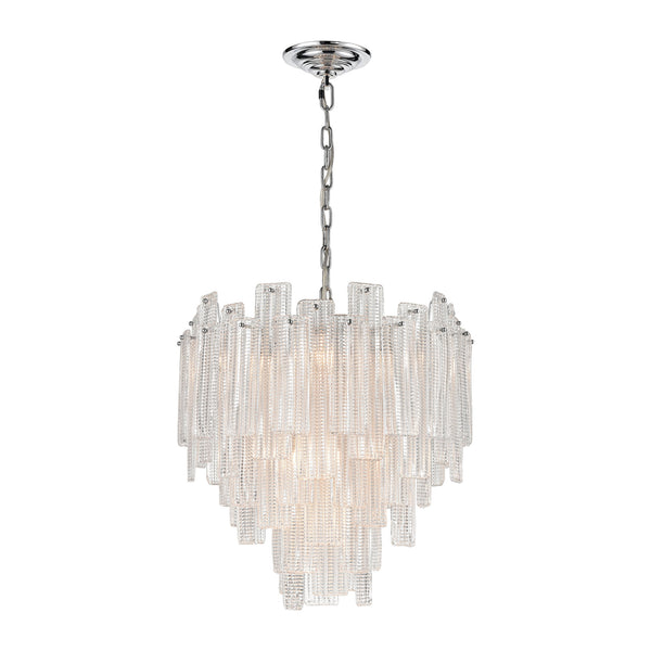 Diplomat Staggered 10-Light In Chrome Small Clear Light Fixture Ceiling Pendant
