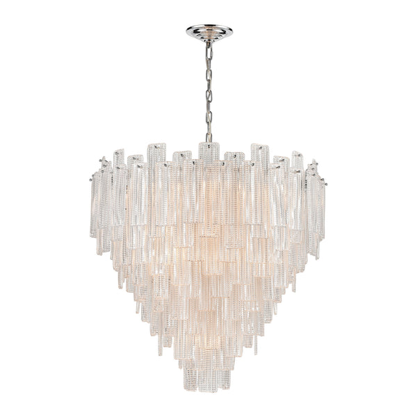 Diplomat Staggered 21-Light In Chrome Large Clear Light Fixture Ceiling Pendant