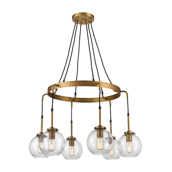 Mountain Creek 6-Light In Aged Brass Medium Vintage Fixture Ceiling Pendant