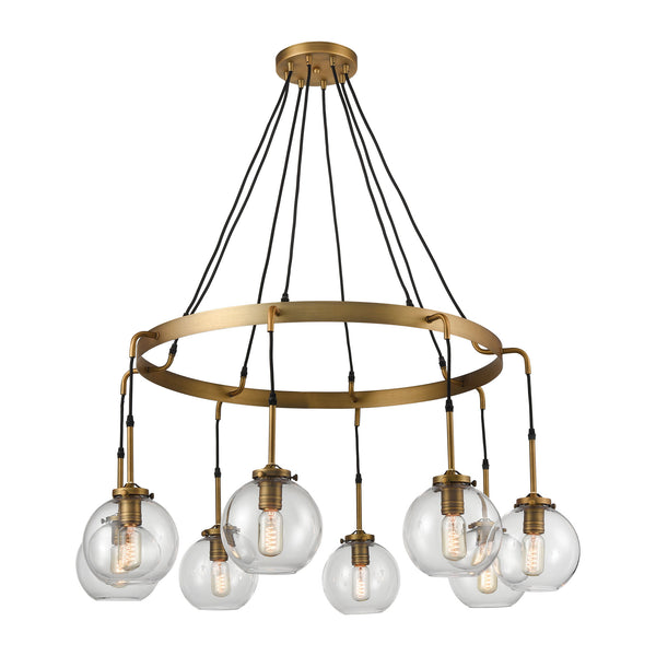 Mountain Creek 8-Light In Aged Brass Large Light Vintage Fixture Ceiling Pendant