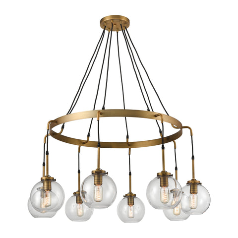 Mountain Creek 8-Light In Aged Brass Large Light Vintage Fixture Ceiling Pendant