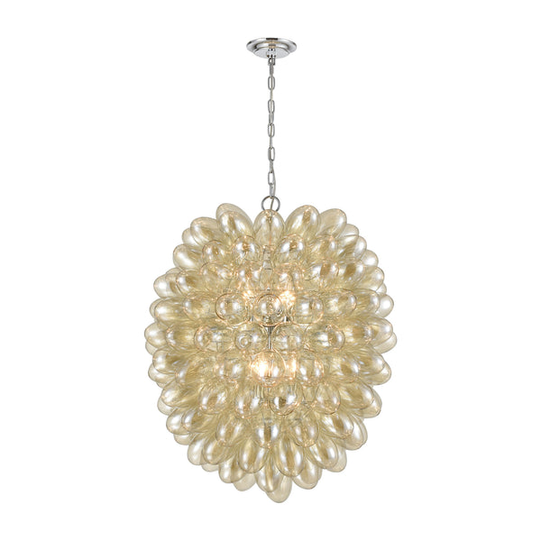 Bubble Up In Amber Plated Glass Chrome Light Vintage Fixture Ceiling Pendant