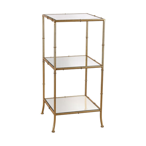 Étagère - Sterling Metal & Glass Shelving Unit - Gold And Mirrored
